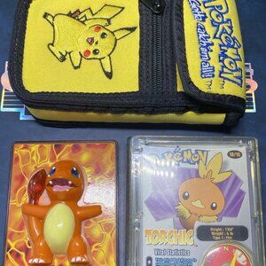 Pokémon Vintage Wallet & Cards Lot Pikachu Charmander Torchic